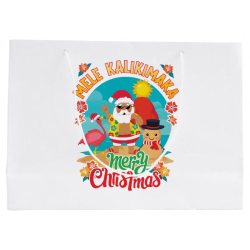 Mele Kalikimaka for a Bright Hawaiian Christmas Large Gift Bag