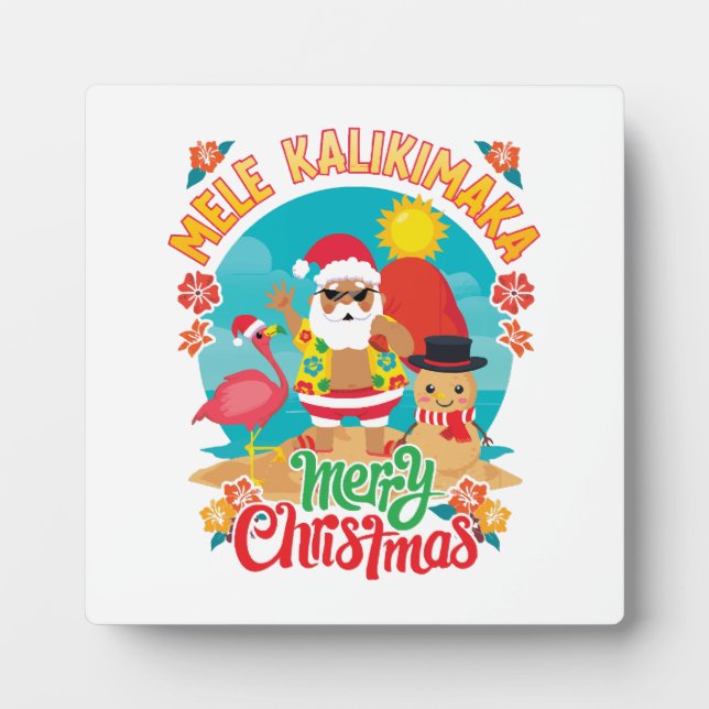 Mele Kalikimaka for a Bright Hawaiian Christmas Plaque (Front)