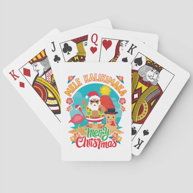 Mele Kalikimaka for a Bright Hawaiian Christmas Poker Cards (Back)
