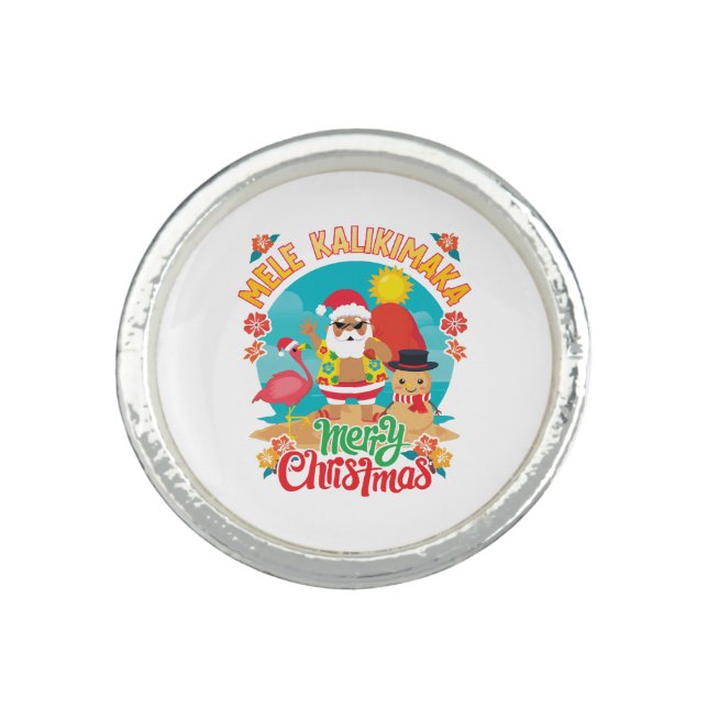 Mele Kalikimaka for a Bright Hawaiian Christmas Ring (Front)