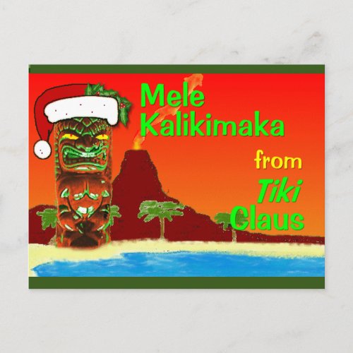 Mele Kalikimaka from Tiki Claus Postcard
