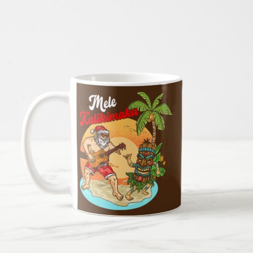 Mele Kalikimaka Funny Hawaiian Santa Playing Coffee Mug