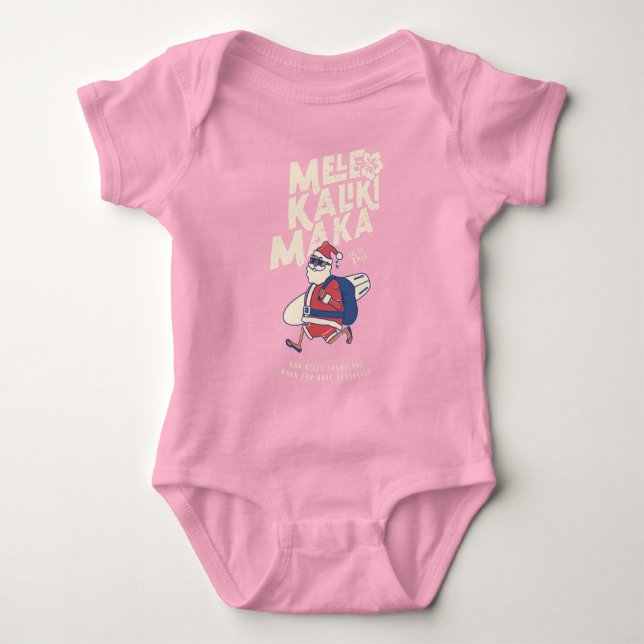 Mele Kalikimaka - Funny Santa Hawaiian Christmas Baby Bodysuit (Front)