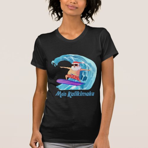Mele Kalikimaka Funny Santa Surfer Ocean T_Shirt