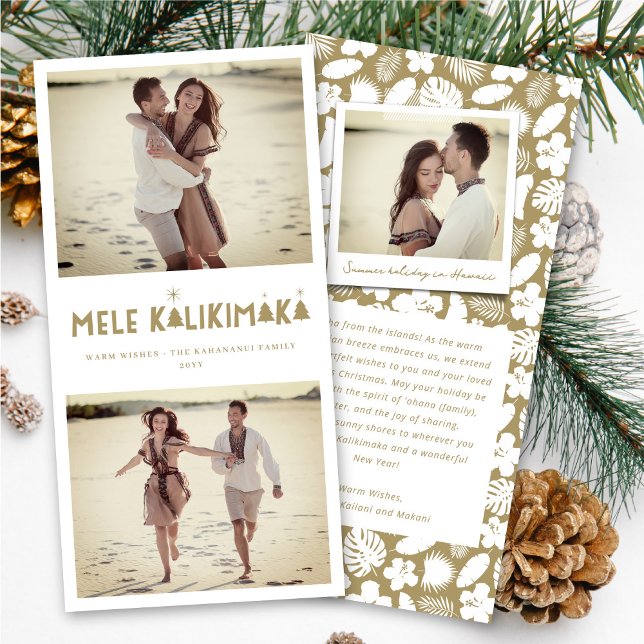 Mele Kalikimaka Glow 2 Photo Collage Christmas Holiday Card (Creator Uploaded)