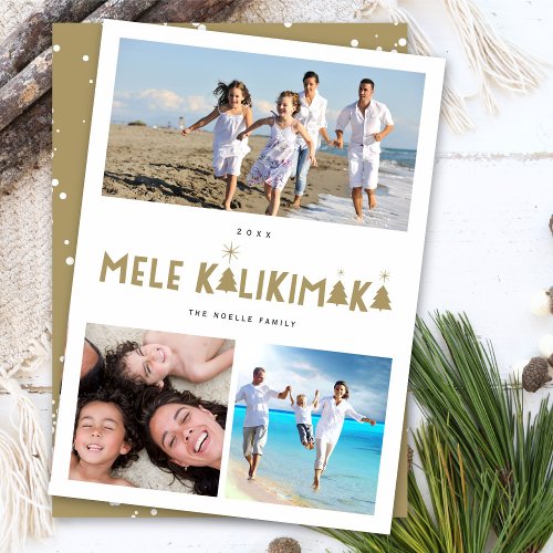Mele Kalikimaka Glow 3 Photo Collage Christmas Holiday Card