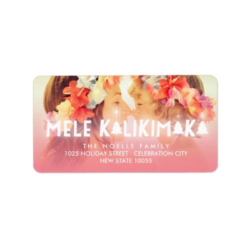 Mele Kalikimaka Glow Christmas Stars Photo Address Label