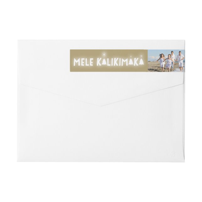 Mele Kalikimaka Glow Christmas Stars Photo Address Wrap Around Label (Back)