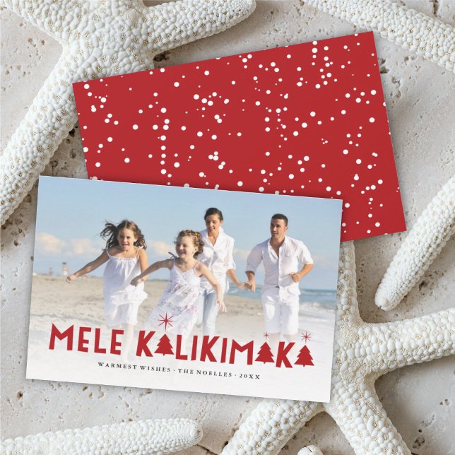 Mele Kalikimaka Glow Modern Christmas Trees Photo Holiday Card (Creator Uploaded)