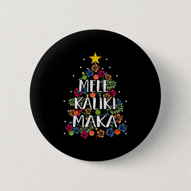 Mele Kalikimaka Hawaii Christmas Button (Front)