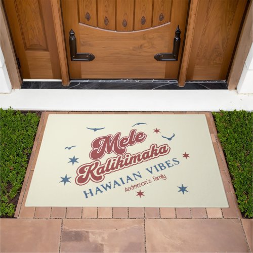Mele Kalikimaka Hawaii Christmas Vintage Name  Doormat