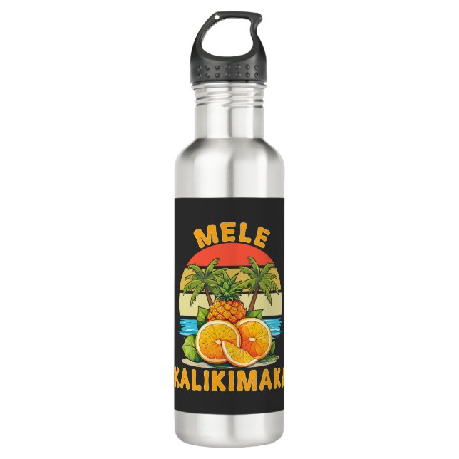 Mele Kalikimaka Hawaii Merry Christmas  Stainless Steel Water Bottle (Front)
