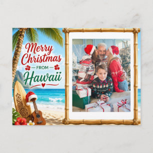 Mele Kalikimaka Hawaii Personalized Family Photo Holiday Postcard