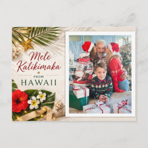Mele Kalikimaka Hawaii Personalized Family Photo  Holiday Postcard