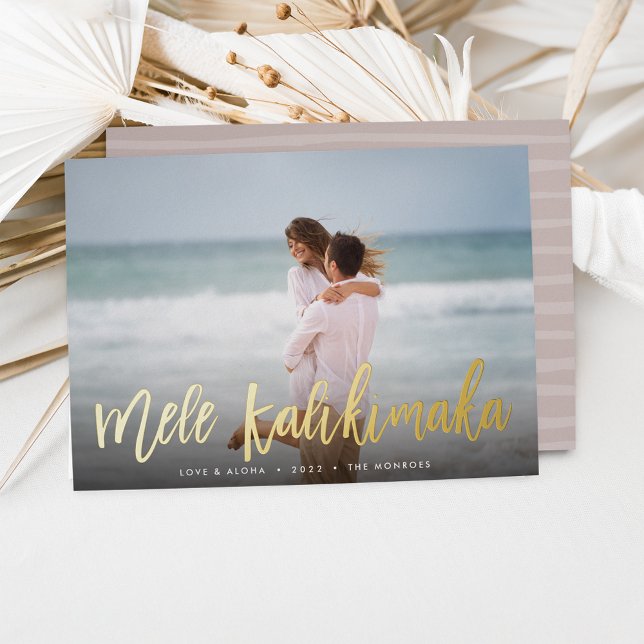 Mele Kalikimaka | Hawaii Photo Foil Holiday Card (Creator Uploaded)