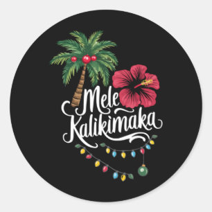 Mele Kalikimaka Hawaii Santa Hawaiian Merry Christ Classic Round Sticker