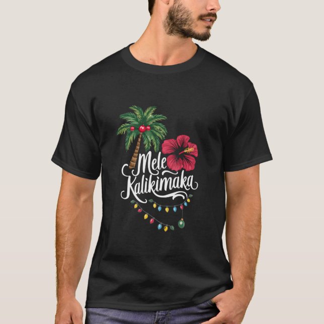 Mele Kalikimaka Hawaii Santa Hawaiian Merry Christ T-Shirt (Front)