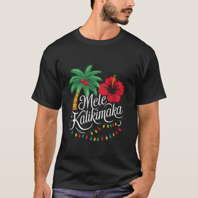 Mele Kalikimaka Hawaii Santa Hawaiian Merry Christ T-Shirt (Front)