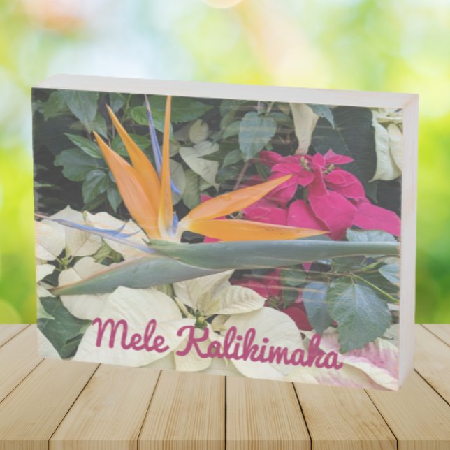 Mele Kalikimaka Hawaii Tropical Plants Wooden Box Sign (Creator Uploaded)