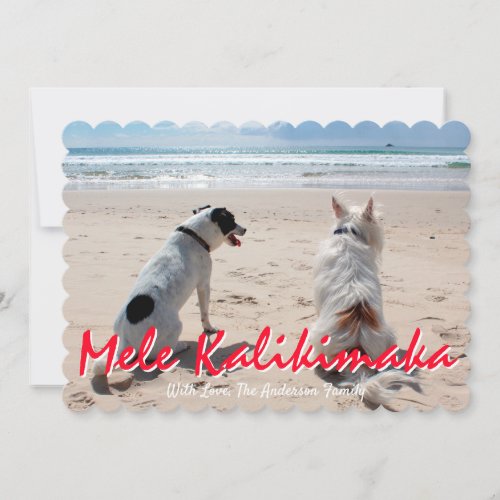 Mele Kalikimaka Hawaiian Brushed Script Photo Holiday Card