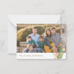 Mele Kalikimaka Hawaiian Christmas 3 Photo Holiday Note Card