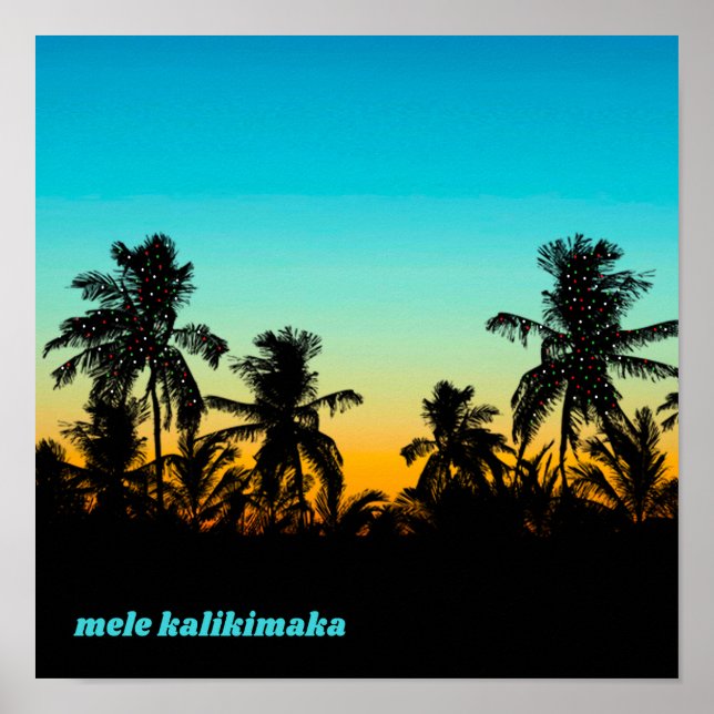 Mele Kalikimaka Hawaiian Christmas Artistic Hawaii Poster (Front)