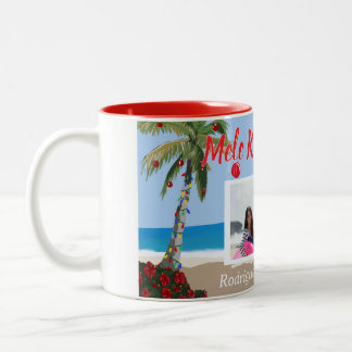 Mele Kalikimaka Hawaiian Christmas Beach Photo Two-Tone Coffee Mug