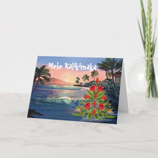Mele Kalikimaka Hawaiian Christmas Card (Front)