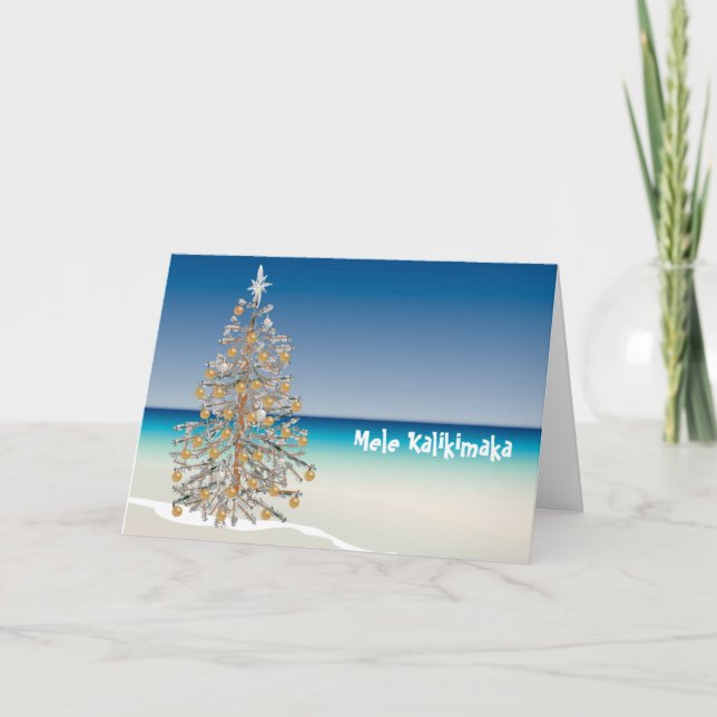 Mele Kalikimaka Hawaiian Christmas Greeting Card (Front)