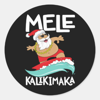 Mele Kalikimaka Hawaiian Christmas Hawaii Surfing Classic Round Sticker