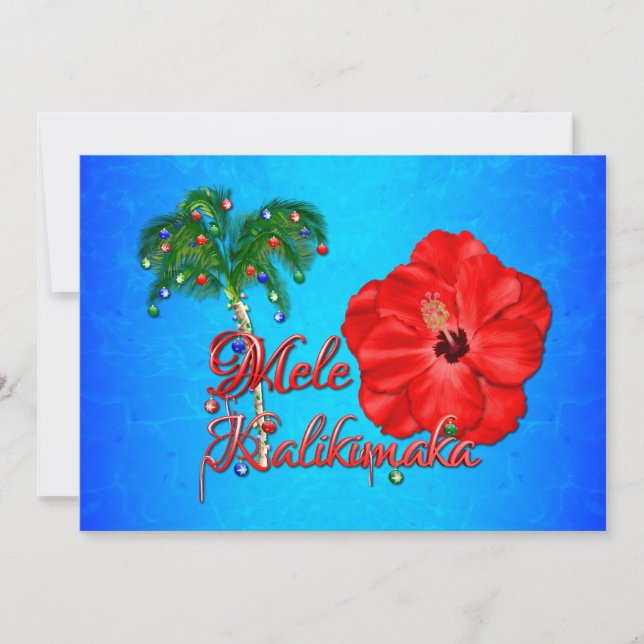 Mele Kalikimaka Hawaiian Christmas Holiday Card (Front)