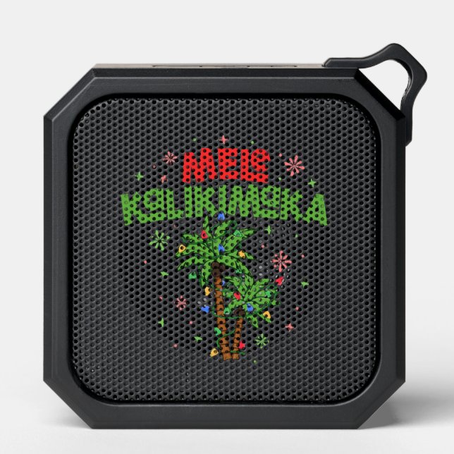 Mele Kalikimaka Hawaiian Christmas Palm Tree Light Bluetooth Speaker (Front)
