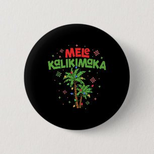 Mele Kalikimaka Hawaiian Christmas Palm Tree Light Button