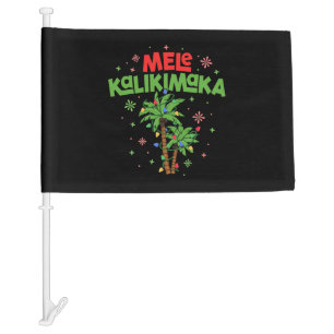 Mele Kalikimaka Hawaiian Christmas Palm Tree Light Car Flag