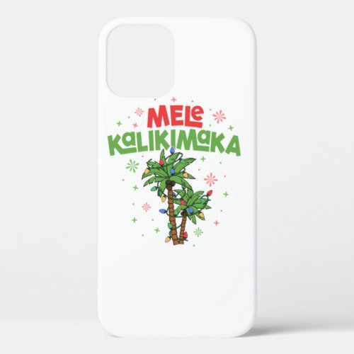 Mele Kalikimaka Hawaiian Christmas Palm Tree Light iPhone 12 Case