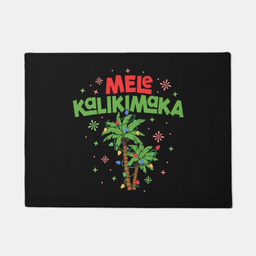 Mele Kalikimaka Hawaiian Christmas Palm Tree Light Doormat