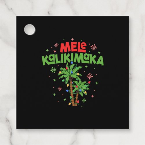 Mele Kalikimaka Hawaiian Christmas Palm Tree Light Favor Tags