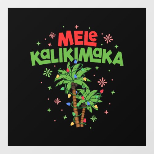 Mele Kalikimaka Hawaiian Christmas Palm Tree Light Floor Decals