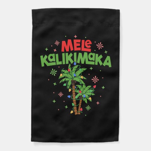 Mele Kalikimaka Hawaiian Christmas Palm Tree Light Garden Flag
