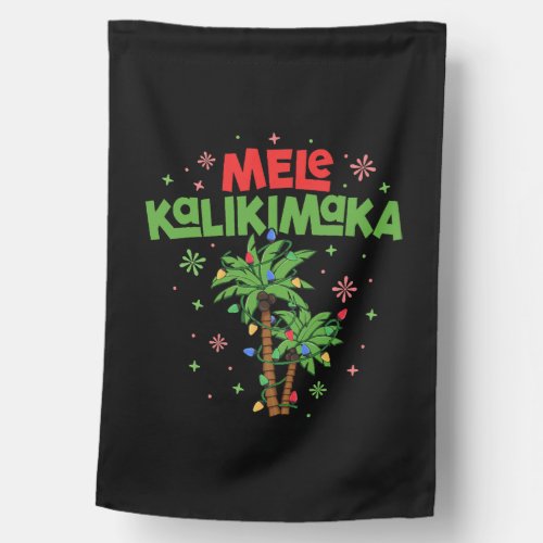 Mele Kalikimaka Hawaiian Christmas Palm Tree Light House Flag