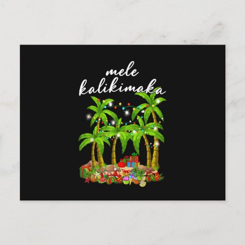 Mele Kalikimaka Hawaiian Christmas Palm Tree Light Postcard