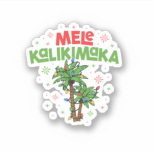 Mele Kalikimaka Hawaiian Christmas Palm Tree Light Sticker