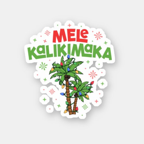Mele Kalikimaka Hawaiian Christmas Palm Tree Light Sticker