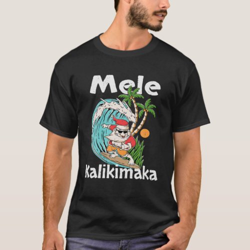 Mele Kalikimaka Hawaiian Christmas Palm Tree Light T_Shirt