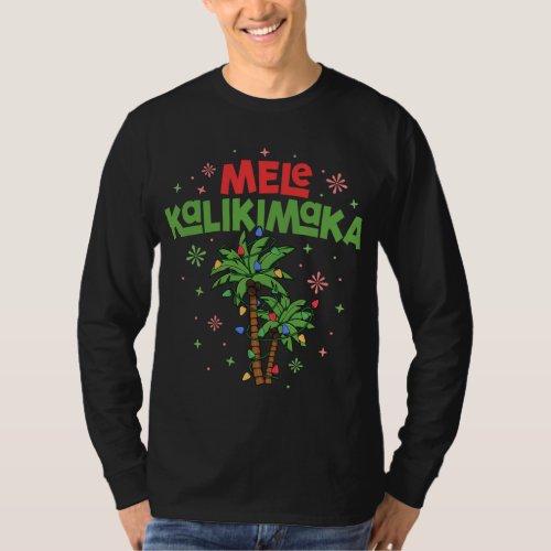 Mele Kalikimaka Hawaiian Christmas Palm Tree Light T_Shirt