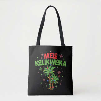 Mele Kalikimaka Hawaiian Christmas Palm Tree Light Tote Bag