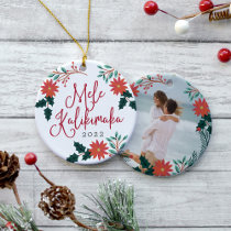 Mele Kalikimaka | Hawaiian Christmas Photo Ceramic Ornament