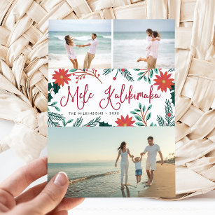 Mele Kalikimaka   Hawaiian Christmas Photo Collage Holiday Card