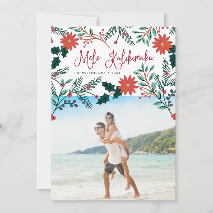 Envelope ONE Hawaiian Christmas Card Hibiscus Holidays Hawaii Mele Kalikimaka 