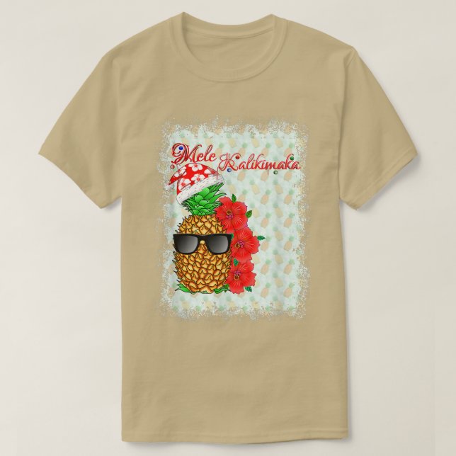 Mele Kalikimaka Hawaiian Christmas Pineapple  T-Shirt (Design Front)